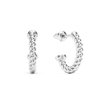 Rope Coil 13mm Mix Hoop Earrings Rhodium Plated