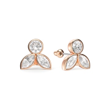 Ida Drop Mix Carrier Earrings Clear Rose Gold Plated