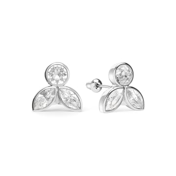 Ida Drop Mix Carrier Earrings Clear Rhodium Plated