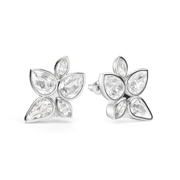 Edna Drop Mix Carrier Earrings Clear Rhodium Plated