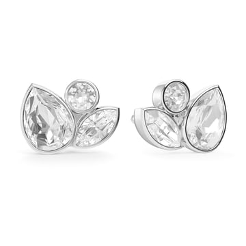 Katia Drop Mix Carrier Earrings Clear Rhodium Plated