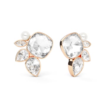 Katelyn Mix Statement Carrier Earrings Clear Rose Gold Plated