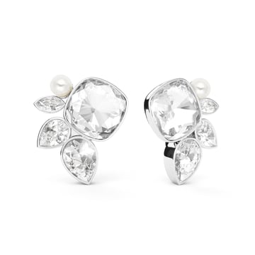 Katelyn Mix Statement Carrier Earrings Clear Rhodium Plated