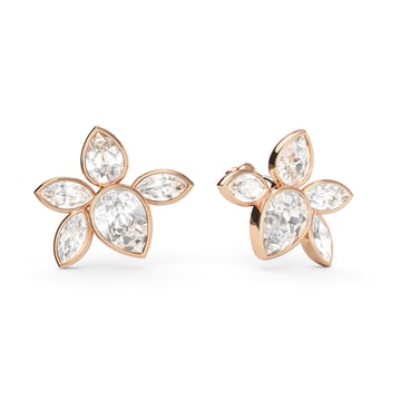 Selia Mix Statement Carrier Earrings Clear Rose Gold Plated