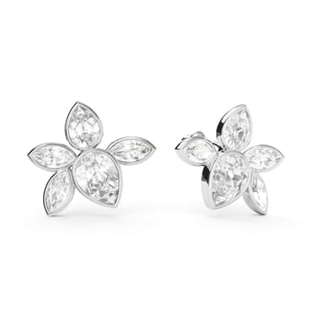 Selia Mix Statement Carrier Earrings Clear Rhodium Plated