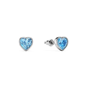 Heart Lifelong Stud Earrings with Light Sapphire Crystals Rhodium Plated