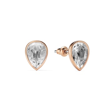 Teardrop Stud Earrings with Clear Crystals Rose Gold Plated