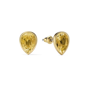 Teardrop Stud Earrings with Crystal Golden Shadow Crystals Gold Plated