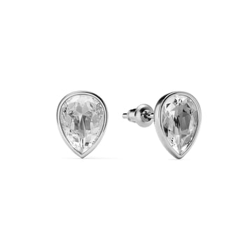 Teardrop Stud Earrings with Clear Crystals Rhodium Plated