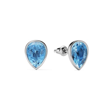 Teardrop Stud Earrings with Light Sapphire Crystals Rhodium Plated
