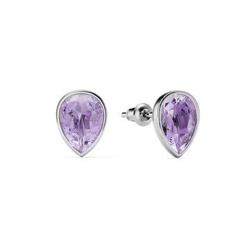 Teardrop Stud Earrings with Violet Crystals Rhodium Plated