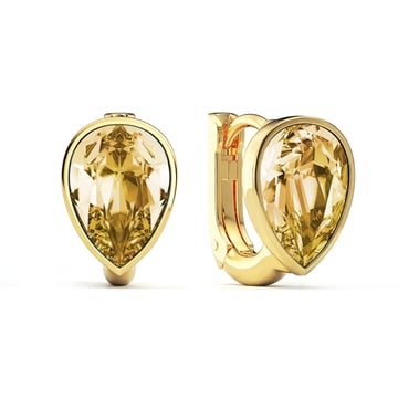 Teardrop Statement Hoop Earrings with Crystal Golden Shadow Crystals Gold Plated