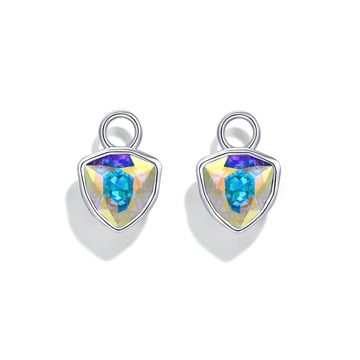 Trillion Mini Mix Charms with Crystal Aurore Boreale Swarovski Crystal Rhodium Plated
