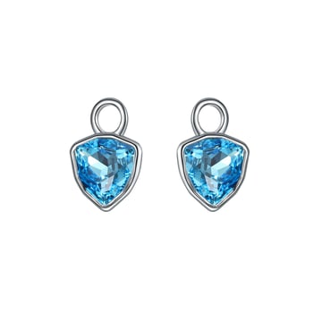 Trillion Mini Mix Charms with Aquamarine Swarovski Crystal Rhodium Plated