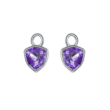 Trillion Mini Mix Charms with Tanzanite Swarovski Crystal Rhodium Plated