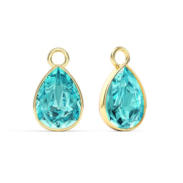 Statement Teardrop Mix Charms with Light Turquoise Swarovski Crystals Gold Plated