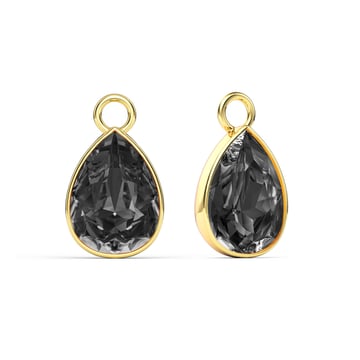 Statement Teardrop Mix Charms with Crystal Silver Night Swarovski Crystals Gold Plated