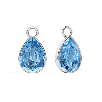 Statement Teardrop Mix Charms with Light Sapphire Swarovski Crystals Rhodium Plated