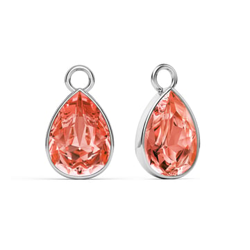 Statement Teardrop Mix Charms with Swarovski Rose Peach Rhodium Plated