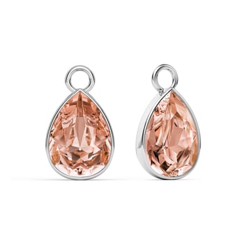 Statement Teardrop Mix Charms with Vintage Rose Swarovski Crystals Rhodium Plated