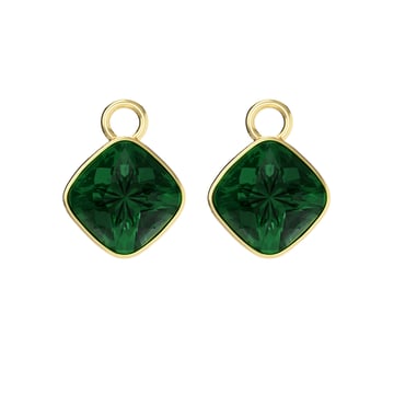 Cushion Mix Charms with Emerald Swarovski Crystal Gold Plated