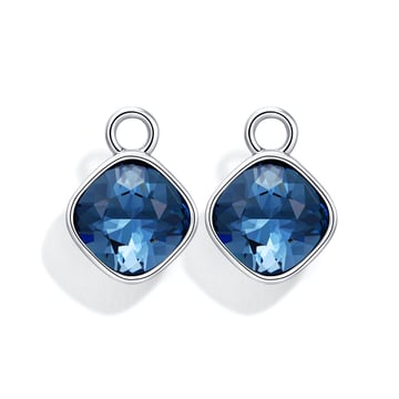 Cushion Mix Charms with Denim Blue Swarovski Crystal Rhodium Plated