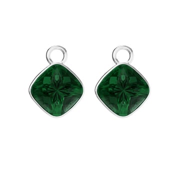 Cushion Mix Charms with Emerald Swarovski Crystal Rhodium Plated