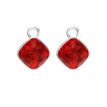 Cushion Mix Charms with Light Siam Swarovski Crystal Rhodium Plated