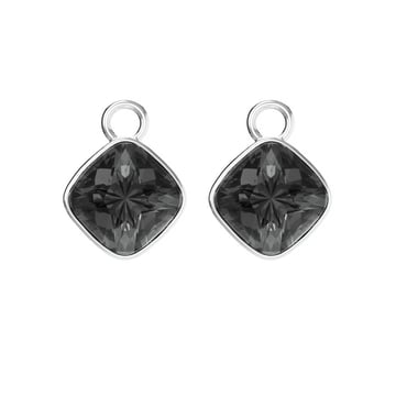Cushion Mix Charms with Crystal Silver Night Swarovski Crystal Rhodium Plated