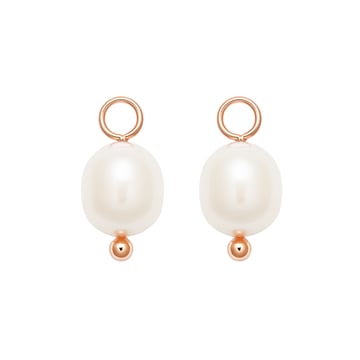 Oval Freshwater Pearl Drop Mix Charm Rose Gold Plated
