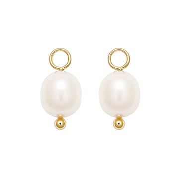 Oval Freshwater Pearl Drop Mix Charm Gold Plated