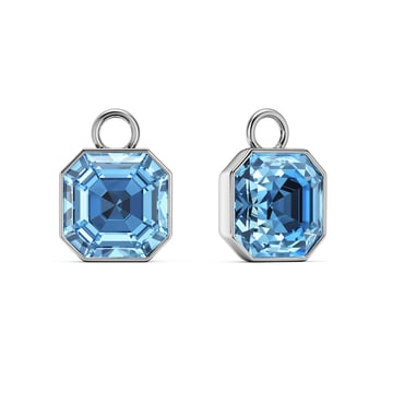 Asscher Mix Charms with Light Sapphire Crystals Rhodium Plated