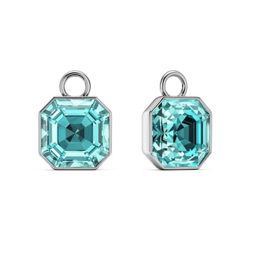 Asscher Mix Charms with Light Turquoise Crystals Rhodium Plated