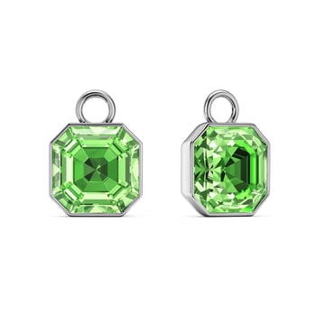 Asscher Mix Charms with Peridot Crystals Rhodium Plated