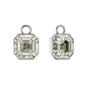Asscher Mix Charms with Crystal Silver Shade Crystals Rhodium Plated
