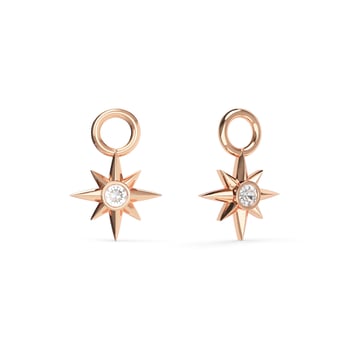 Compass Star Studded Mix Charms Clear Crystals Rose Gold Plated