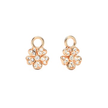 Cherry Blossom Flower Mix Charms Clear Crystals Pave Rose Gold Plated