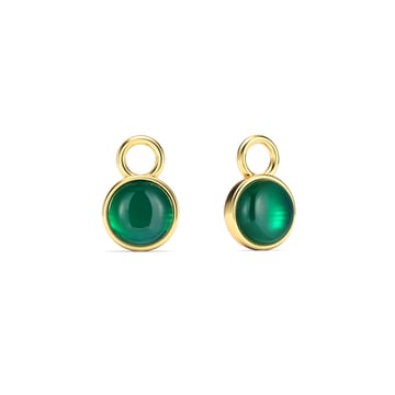 Round Petite Cabochon Mix Charms Green Onyx Gold Plated