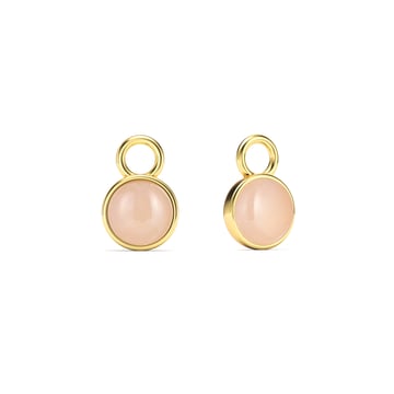 Round Petite Cabochon Mix Charms Rose Quartz Gold Plated