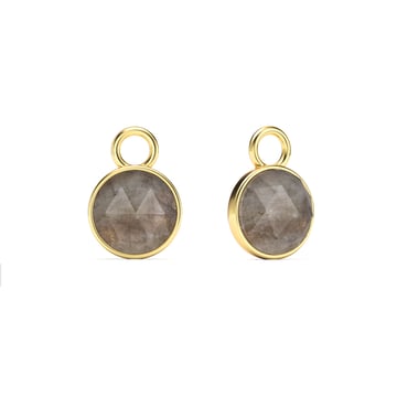 Round Rose Cut Grey Moonstone Mix Charms Gold Plated