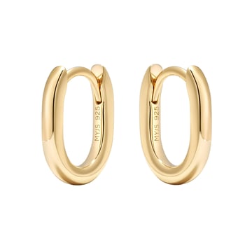 Minimal Long Mix Hoop Carrier Earrings in Sterling Silver Clear Gold Plated