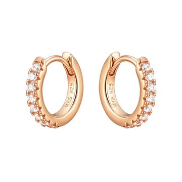 Eternity Metro Mix Hoop Carrier Earrings in Sterling Silver Clear Rose Gold Plated