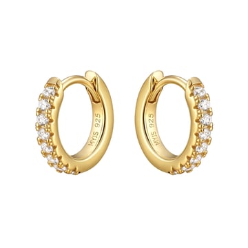Eternity Metro Mix Hoop Carrier Earrings in Sterling Silver Clear Gold Plated