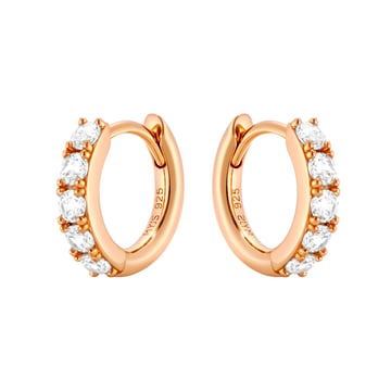 Eternity Bold Mix Hoop Carrier Earrings in Sterling Silver Clear Rose Gold Plated