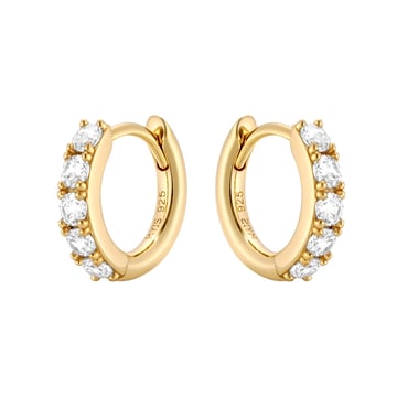 Eternity Bold Mix Hoop Carrier Earrings in Sterling Silver Clear Gold Plated