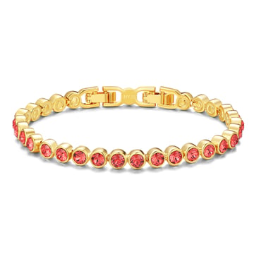 Tennis Bracelet with Padparadscha Swarovski Crystal Gold Plated
