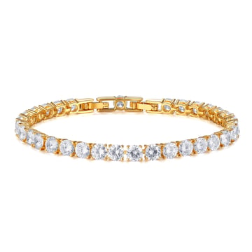 Jazz Tennis Bracelet with 5mm Clear Cubic Zirconia Bridal Gold Plated