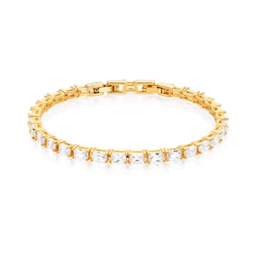 Jazz Tennis Bracelet with Baguette Cut Clear Cubic Zirconia Bridal Gold Plated