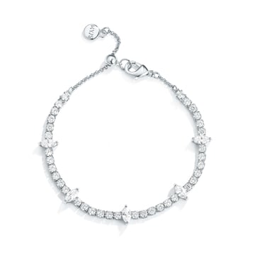 Fitz Tennis Bracelet with Clear Cubic Zirconia Rhodium Plated