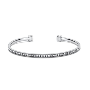 Eternity Metro Open Bangle with Clear Austrian Crystals Rhodium Plated